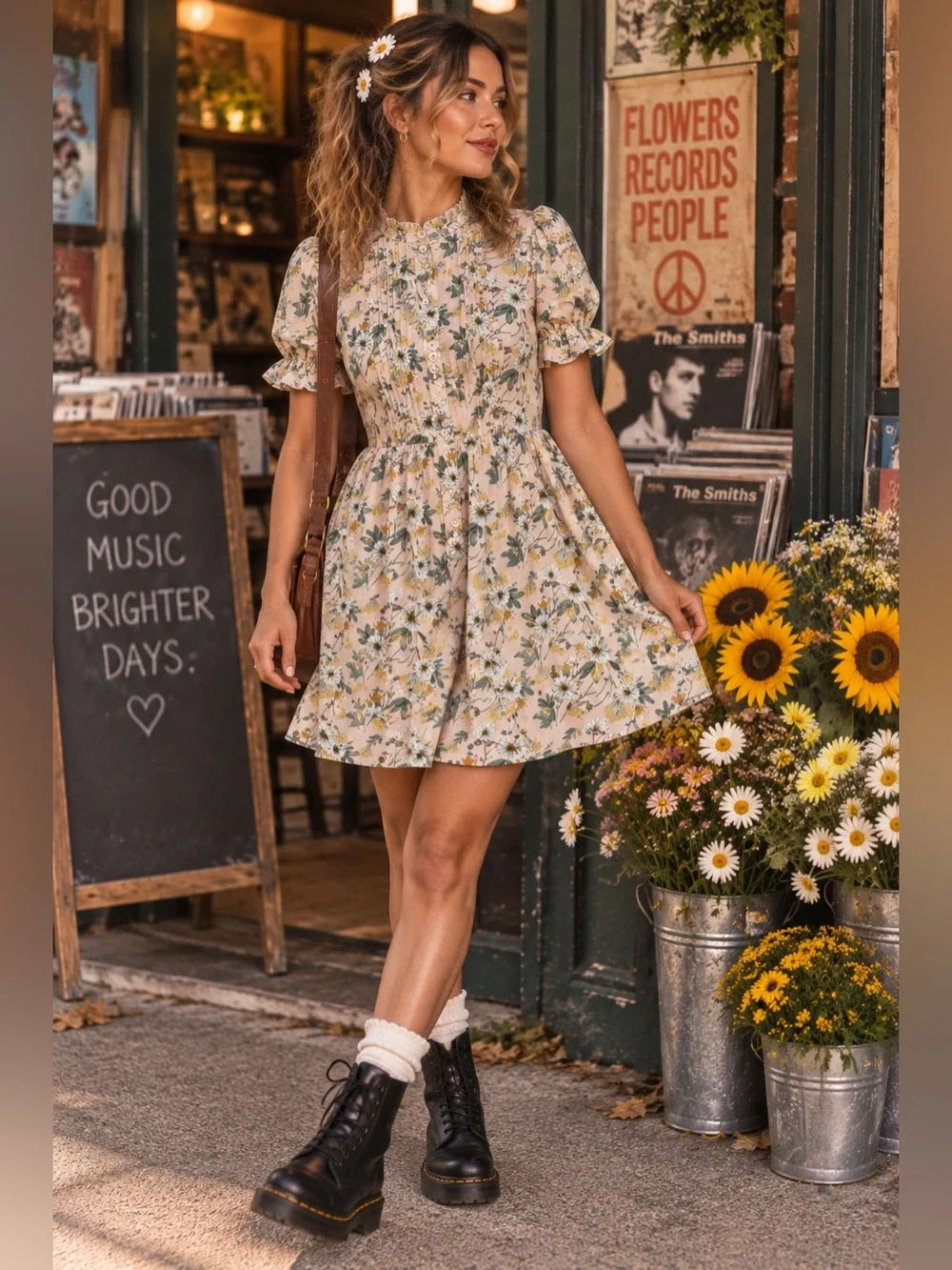 Cottagecore Floral ruffle Mini Dress in pink lined small **2 for 20**